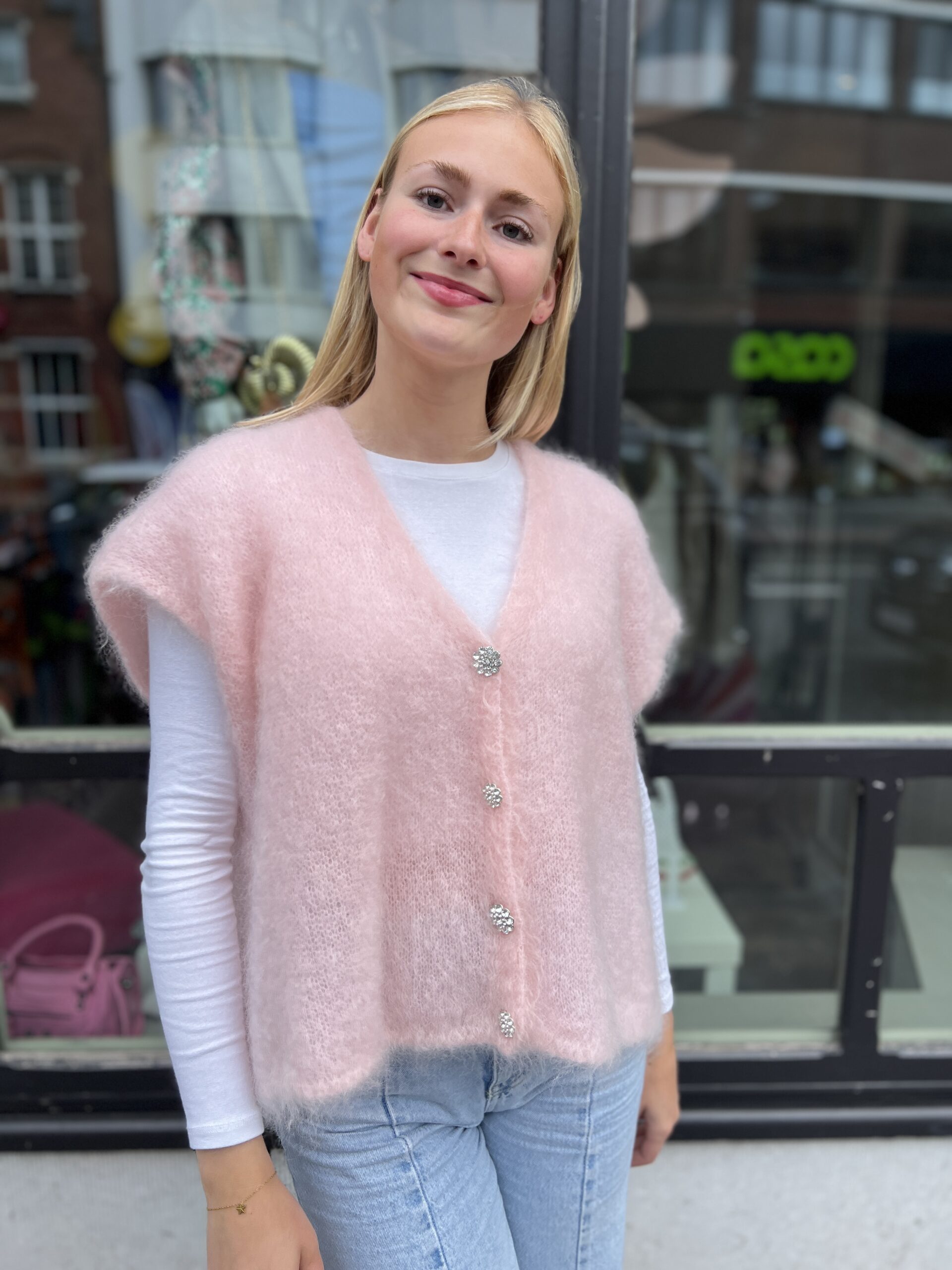 Image Bella mohair GILET roze