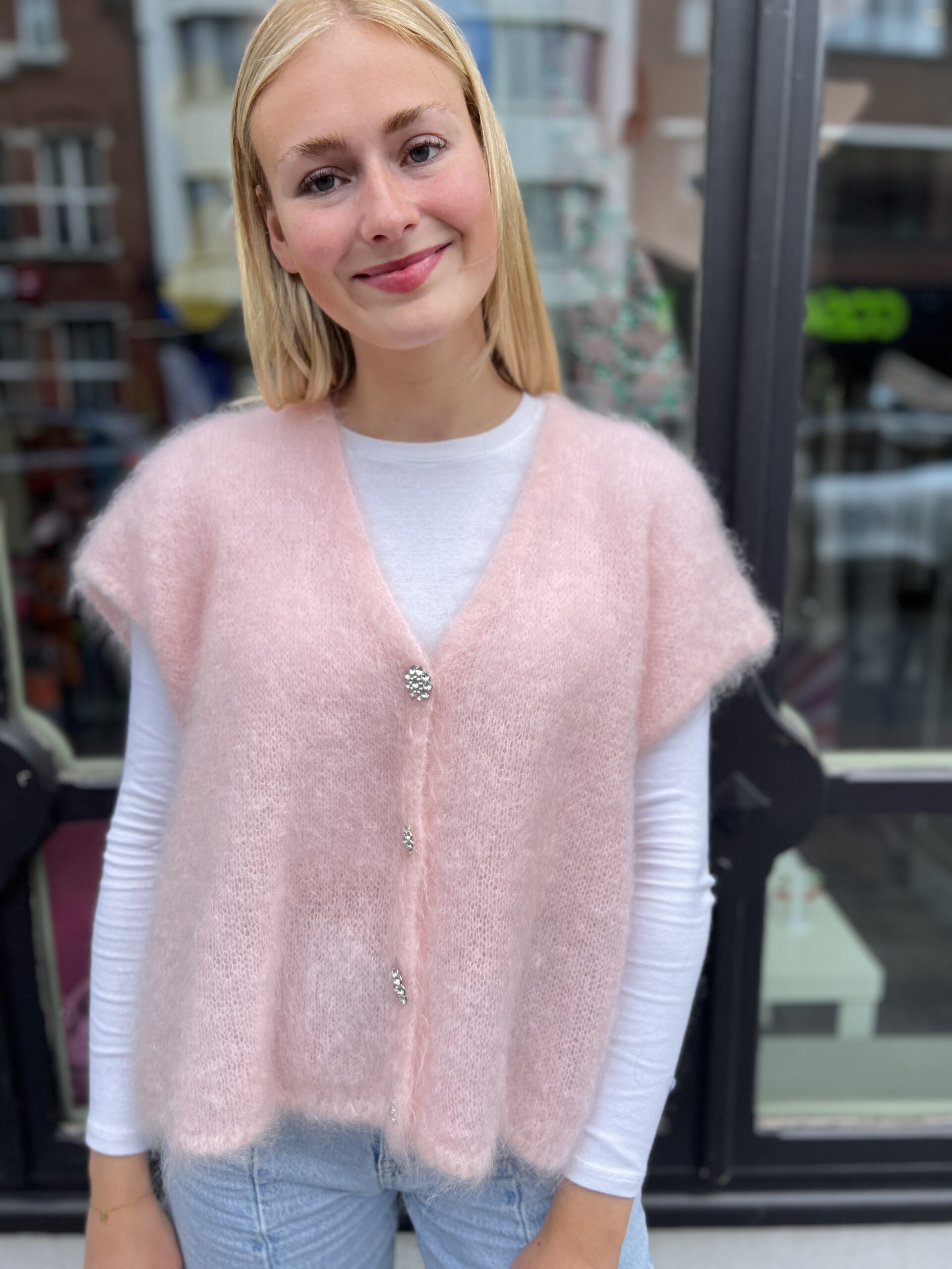 Image Bella mohair GILET roze