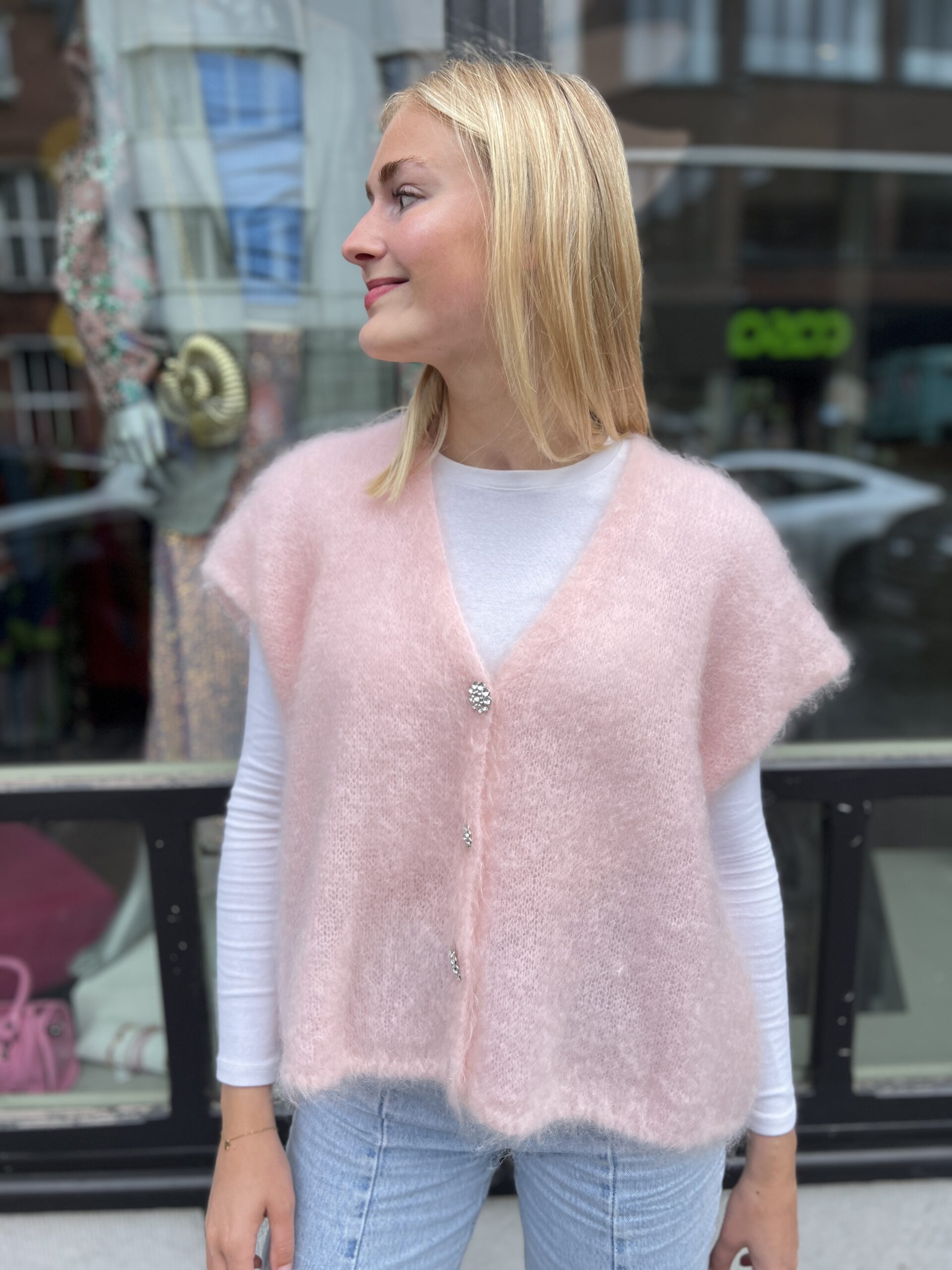 Image Bella mohair GILET roze