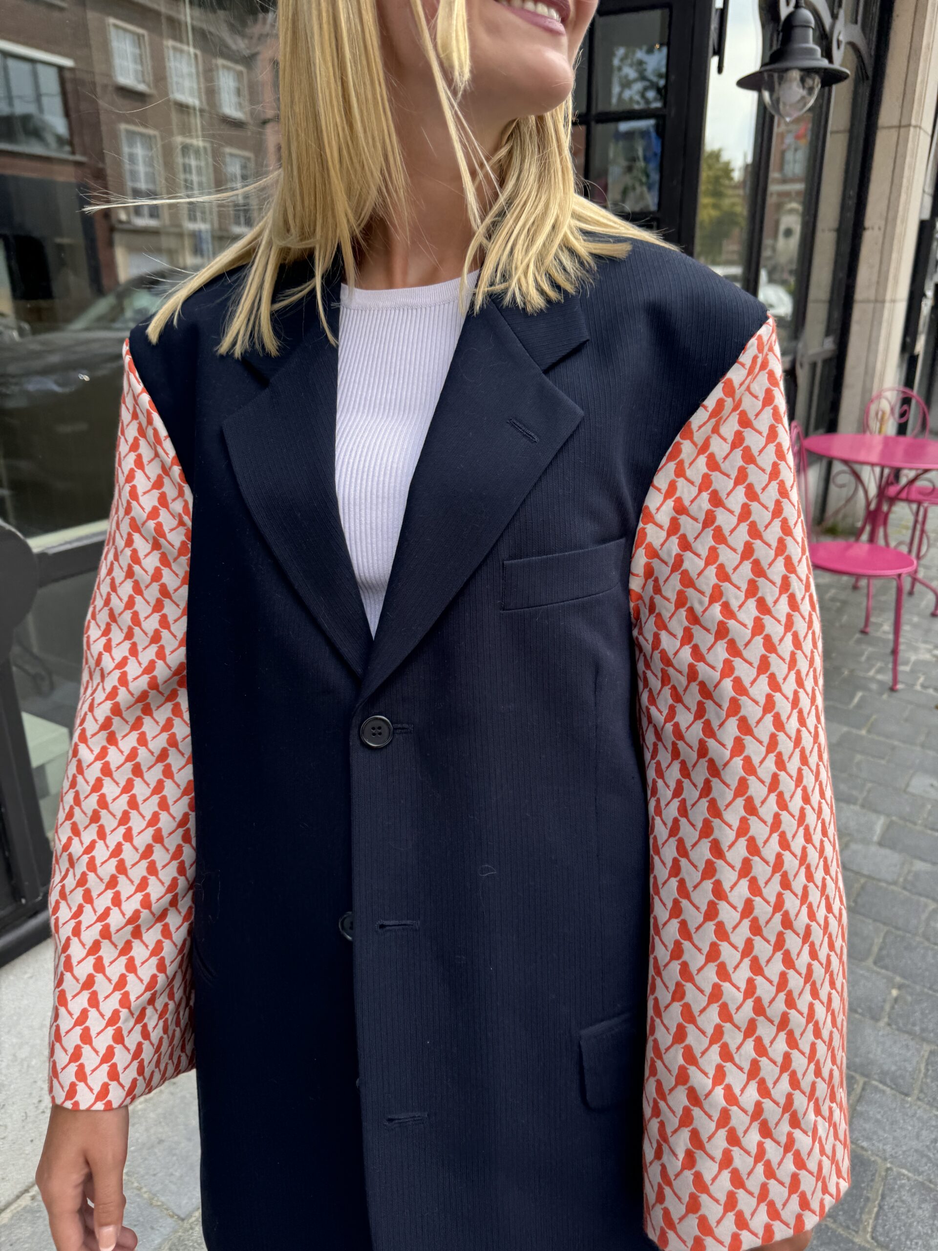 Image Renée blazer blauw/orange bird M/L