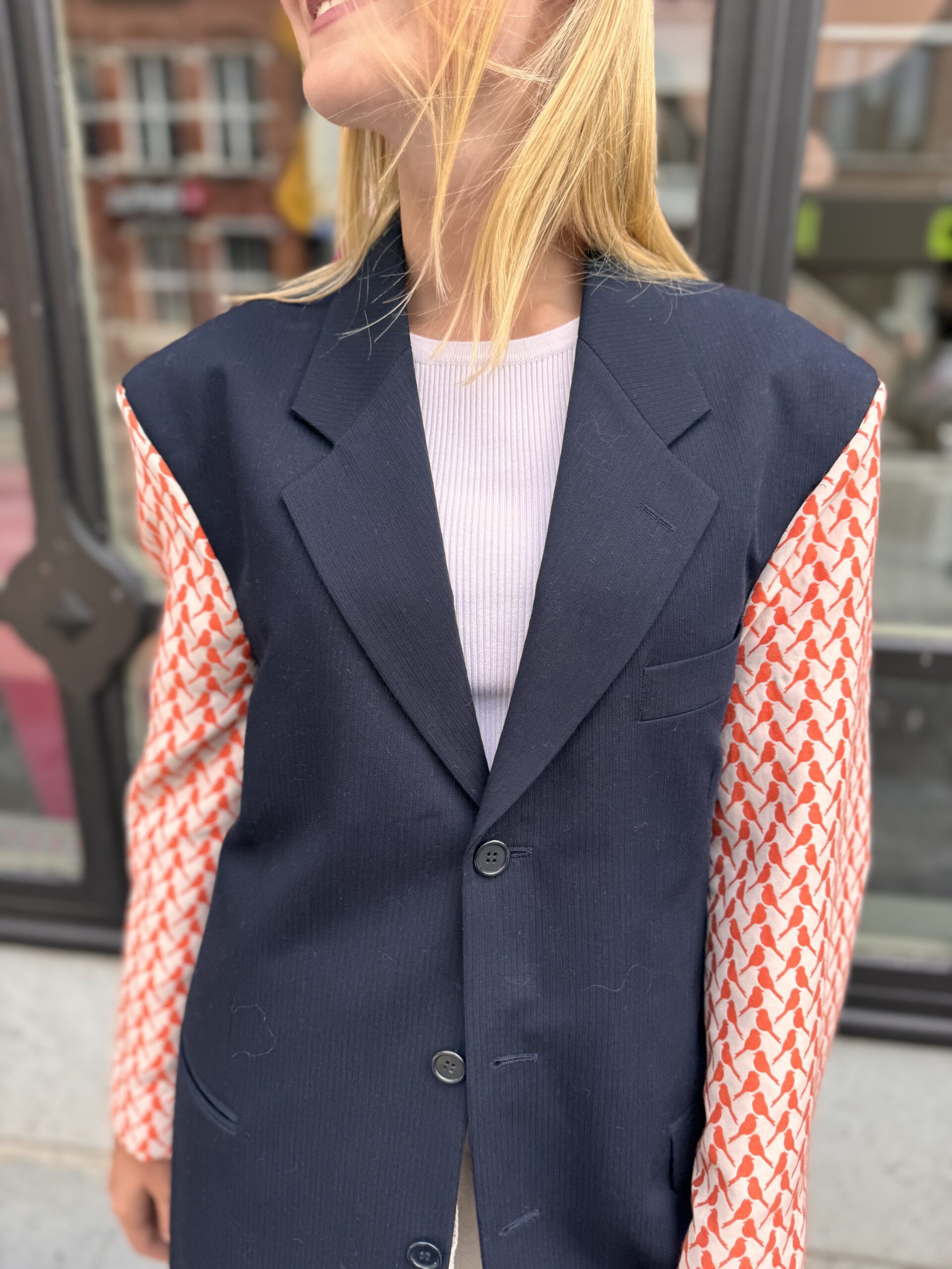 Image Renée blazer blauw/orange bird M/L